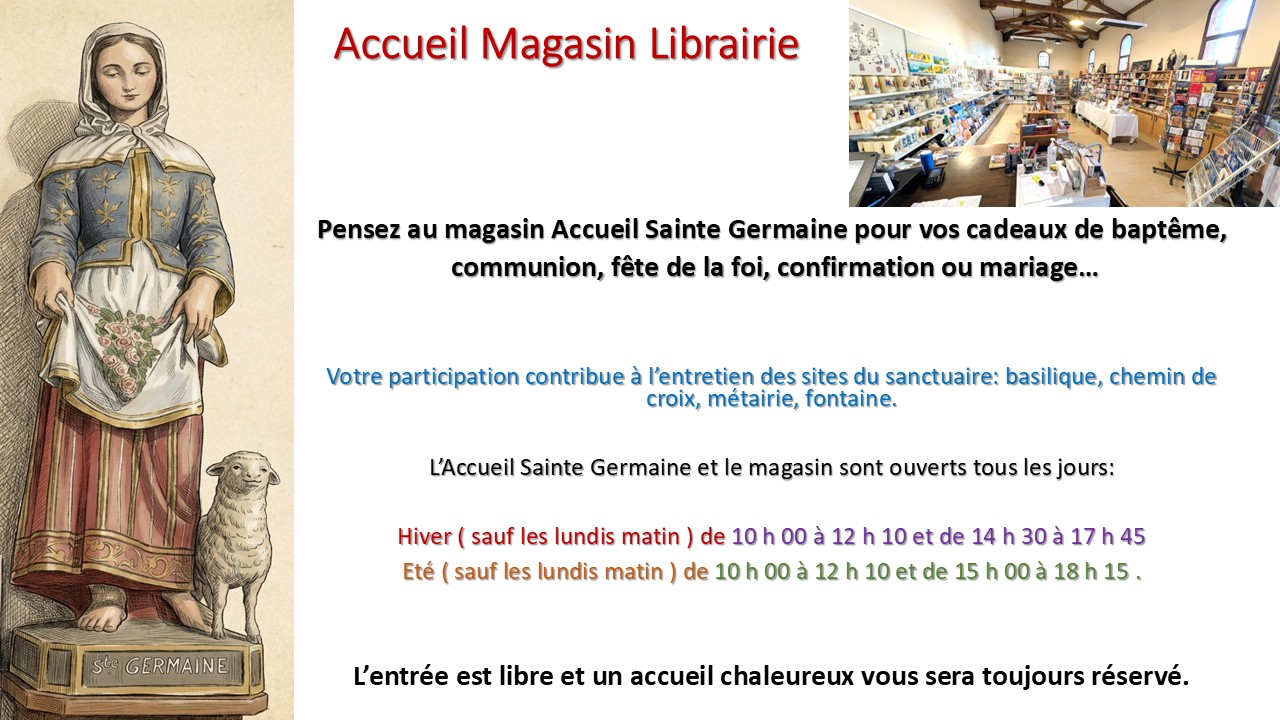 Pensez au magasin Accueil Sainte Germaine pour vos cadeaux de baptêmes, communion, fête de la foi, confirmation ou mariage…